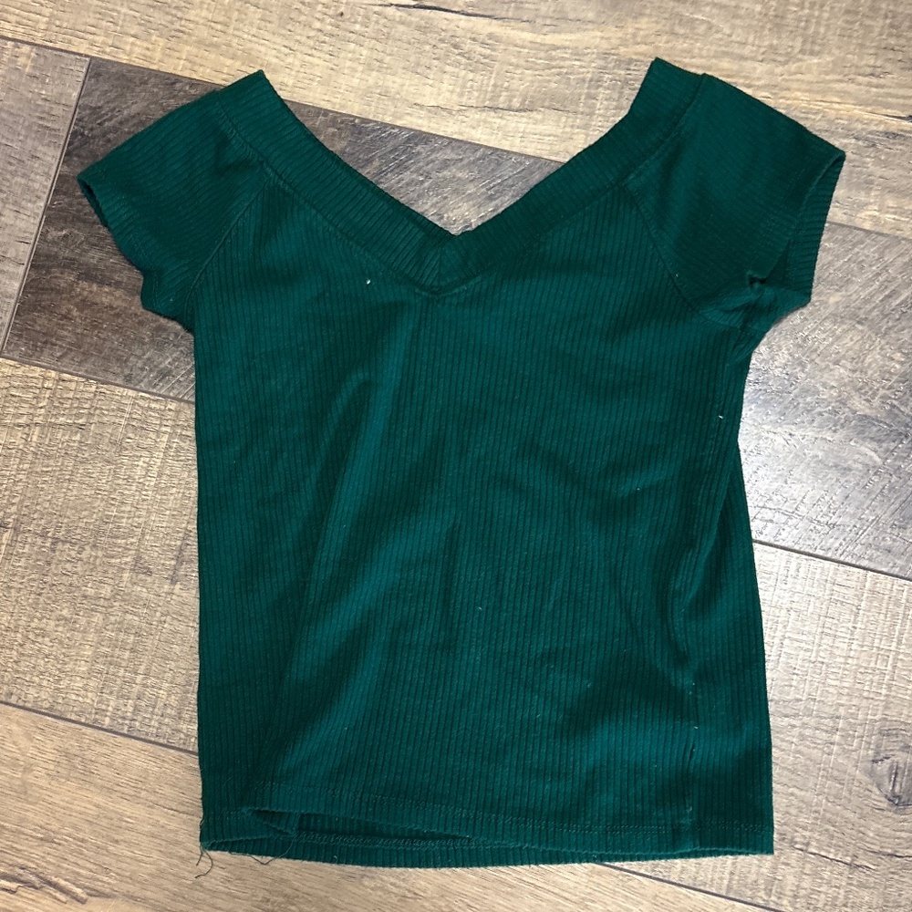 Forest Green V-Neck Knit Shirt